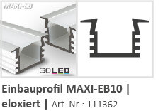 Einbauprofil MAXI-EB10, eloxiert