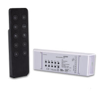 RGB+W PWM-Dimmer mit Nah- u. Fernbedienung, 2 Szenen-Speicher, 4 Kanal, 12-36V, 4x5A