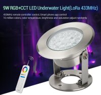 MIBOXER / Mi-Light LoRa-Serie (433MHZ) - LED Unterwasser-Leuchte - IP68 - 12-24V/DC - 9W - RGB-WW (RGB-CCT) - steuerbar per Funk und WLAN