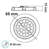 SYS-MiniAMP - LED Möbeleinbaustrahler silber, 2W, 24V DC warmweiß 3000K, dimmbar