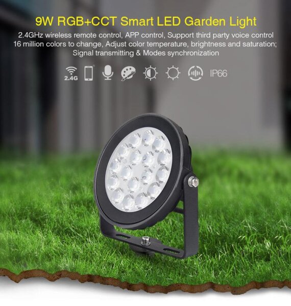 MIBOXER / Mi-Light - LED Garten Lampe 9W RGB-WW mit Funk und WLAN IP65 230V V2