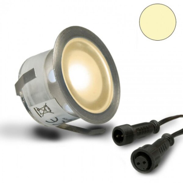 SLIM-OUT - SET: 12x LED Bodenstrahler MINI-V2, rund, IP67, edelstahl, warmweiß + Trafo