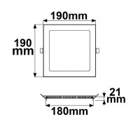 LED Downlight, 15W, eckig, ultraflach, silber, warmweiß, dimmbar