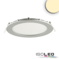 LED Downlight, 12W, rund, ultraflach, silber, warmweiß, dimmbar