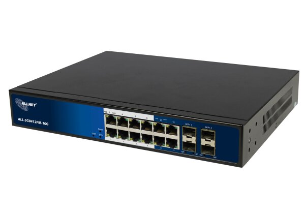 ALLNET Switch full managed 12 Port Gigabit 130W / 8 x PoE / 4 x SFP+/ 4 x LAN / Layer 3 / ALL-SG8412PM-10G