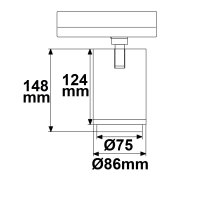 3-Phasen Schienen-Strahler Vollspektrum fokussierbar, 42W, 20°-70°, schwarz matt, 4000K