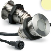 SET: 6x SLIM-OUT - LED Einbaustrahler ES-M, rund, IP67, Edelstahl, warmweiss, mit Kontermutter, inkl. Netzteil