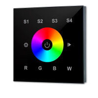 DALI DT8 RGB+W 1 Gruppe Einbau-Touch Master-Controller, schwarz, 230V AC oder DALI-Bus Spannung