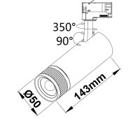 3-Phasen Schienen-Strahler fokussierbar, 8W, 20°-55°, weiß matt, 3000K