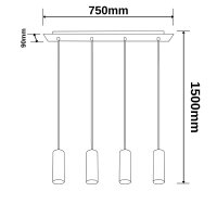 Hängeleuchte nickel matt, 4xGU10 Fassung, exkl. Leuchtmittel