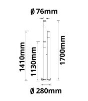 Pollerleuchte 1700 anthrazit, IP44, 3x E27 Fassung, exkl. Leuchtmittel