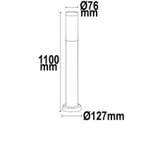 Pollerleuchte 1100 Edelstahl, IP44, warmweiß, inkl. E27 LED Leuchtmittel 9W