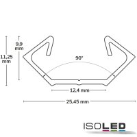 LED Eckprofil CORNER11n Aluminium schwarz RAL9005, 200cm