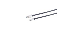 Kabel USB3.0, 1.0m, A(St)/C(St), Dunkelblau, Aluminium...