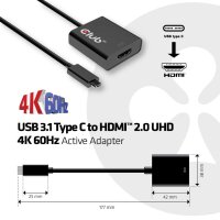 Adapter USB-C 3.1 => HDMI 2.0 *Club3D* aktiv UHD 3D