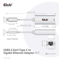 Adapter USB-C 3.2 => LAN Gigabit Ethernet *Club3D*