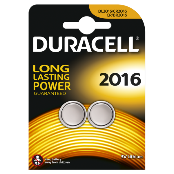 Batterie Knopfzelle CR2016 *Duracell* 2-Pack