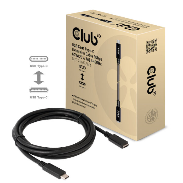 Kabel USB 3.1 C (St) => C (Bu)  2,0m *Club 3D*  5Gbps