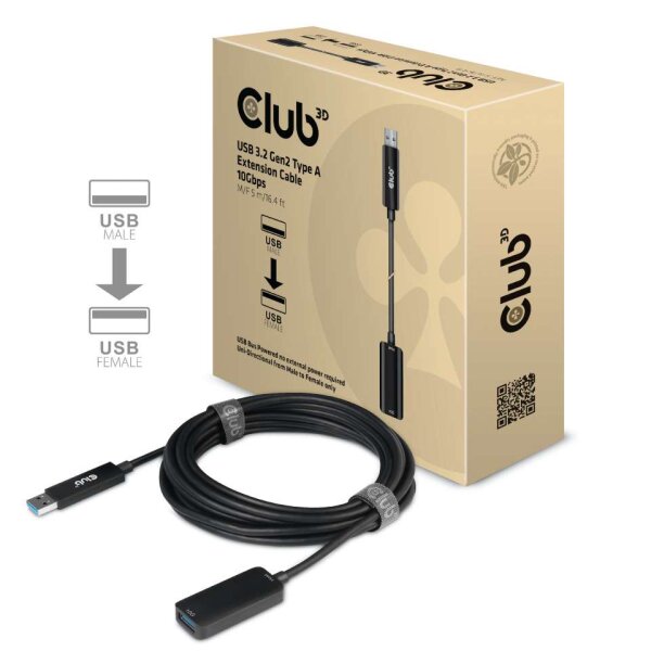 Kabel USB 3.2 A (St) => A (Bu)  5,0m *Club 3D* 10Gbits