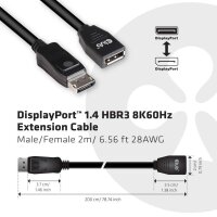 Kabel Video DisplayPort 1.4 HBR3 8K60Hz ST/BU  2,0m *Club3D*