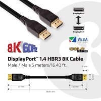 Kabel Video DisplayPort 1.4 HBR3 8K60Hz ST/ST  5,0m *Club3D*