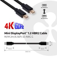 Kabel Video DisplayPort Mini 1.2 HBR2 ST/ST  2,0m 32AWG *Club3D*
