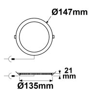 LED Downlight, 9W, rund, ultraflach, blendungsreduziert, weiß, warmweiß, dimmbar CRI90