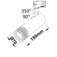 3-PH Schienen-Strahler, 15W, 38°, weiß matt, neutralweiß