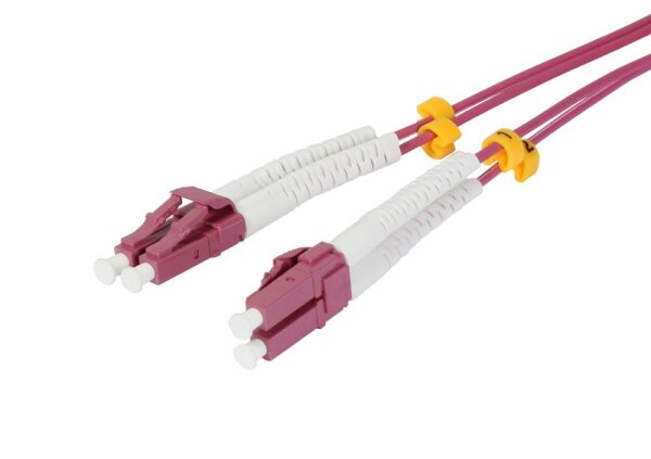 LWL-2-Faser-Patchkabel 1,0mtr.LC-LC, 50/125um, OM4, AD=2mm, flexible Knickschutztülle