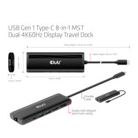 Club 3D Dock Station - USB Typ C 8-in-1 MST Dual 4K60Hz Dual 4K60Hz *schwarz*