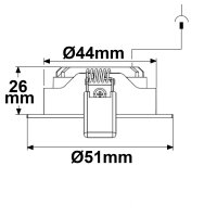 SYS-MiniAMP - LED Einbauleuchte weiß, 3W, 12V DC, warmweiß, dimmbar, 100cm Kabel