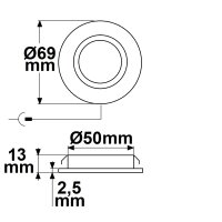 SYS-MiniAMP - LED Möbeleinbaustrahler ALU gebürstet, rund, 3W, 120°, 24V DC warmweiß 3000K, dimmbar