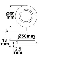 SYS-MiniAMP - LED Möbeleinbaustrahler schwarz, rund, 3W, 120°, 12V DC, warmweiß 3000K, dimmbar