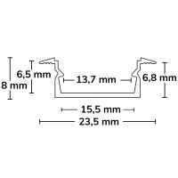 LED Einbauprofil PURE14 D Aluminium eloxiert, 300cm