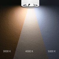LED Deckenaufbaustrahler IP65, weiß, 25W, ColorSwitch 3000|4000|5000K, dimmbar