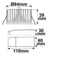 LED Einbaustrahler Sys-90, 12W, weißdynamisch 2300-6000K, Push/DALI DT8 dimmbar (exkl. Cover)