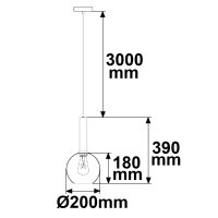 Pendelleuchte, black round Glas, E27, 20cm, 50-300cm, exkl. Leuchtmittel, exkl. Baldachin