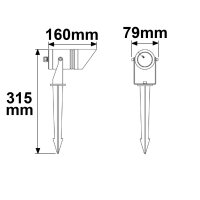 LED Gartenstrahler, rund, Aluminium, schwarz, 12-24V, IP65, 6W, 30°, warmweiß, inkl. Erdspieß