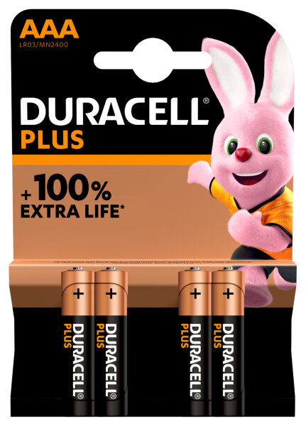 Batterie AAA (LR03) 1.5V *Duracell* Plus Power -  4-Pack