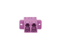 LWL-Kupplung,LC-Buchse/LC-Buchse, 50/125u Multimode OM4, erika-violett, duplex, PVC, mit Flansch, mit einseitiger Laserschutzklappe