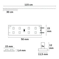 SYS-MiniAMP - LED T5/T8 Umrüstplatine 830, 115cm, 88 LED, 24V, 19W, 170 lm/W, 3000K, warmweiß, dimmbar