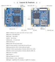 FriendlyELEC NanoPi Neo Air - 512MB Ram, 8GB EMMC, Allwinner H3 Quadcore A7 1,2ghz (not soldered Pinrows) ***BULK*