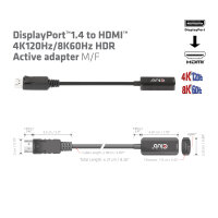 Adapter DisplayPort 1.4 => HDMI *Club 3D* 4K120Hz/8K60Hz HDR aktiv