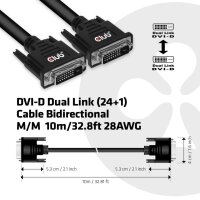 Kabel Video DVI-D Dual Link (24+1) Bidirektional ST/ST 10,0m 28AWG *Club3D*