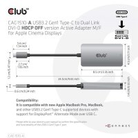 Adapter USB-C 3.2 => DVI-D *Club3D* Dual Link aktiv HDCP OFF Version