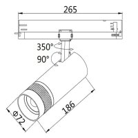 3-Phasen Schienen-Strahler fokussierbar, 24W, 20°-55°, schwarz matt, 4000K, DALI dimmbar