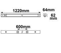 LED Balkenleuchte 120cm, IP42, PowerSwitch 22|27|32|37W, 150 lm/W, ColorSwitch 3000|4000|6000K