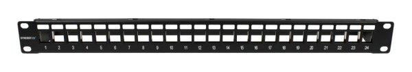 Keystone, Modulträger, 19"Patchpanel für 24xTP-Modul, 1HE(t 94mm), Schwarz