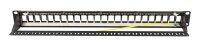 Keystone, Modulträger, 19"Patchpanel für 24xTP-Modul, 1HE(t 94mm), Schwarz