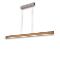 LED Pendelleuchte RUNDLING mit Rollizug, 1.2m, 35W, Eiche geölt, Baldachin nickel, 3000K, dimmbar